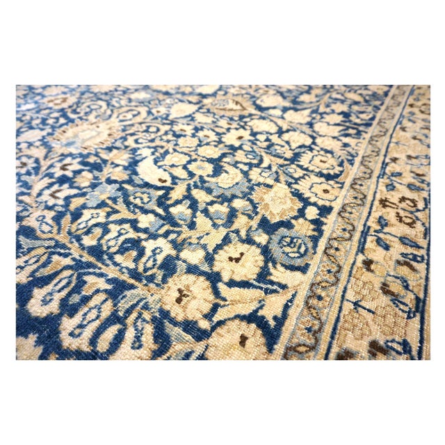 Antique Persian Tabriz Wool 12x18 Blue & Tan Handmade Area Rug #1141057 For Sale - Image 15 of 18