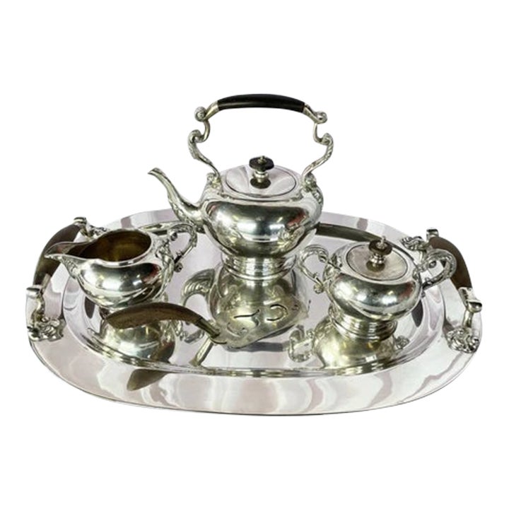 Vintage Sanborns Sterling Silver .925 Tea Set Tray Tea Pot, Creamer ...