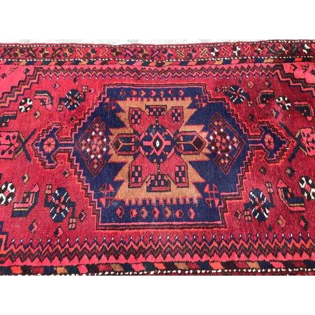 Red Vintage Hamadan Wool Rug For Sale - Image 8 of 12