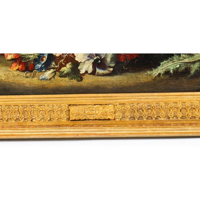 Textile Floral Still Life, 18th-Century, Oil on Canvas, Framed For Sale - Image 7 of 11
