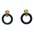 1980s Givenchy Carved Gold Navy Blue Knocker Earrings, 2 Pieces For Sale