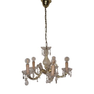 5-Light Chandelier with Cut Glass Pendants from Honsel, 1990s For Sale