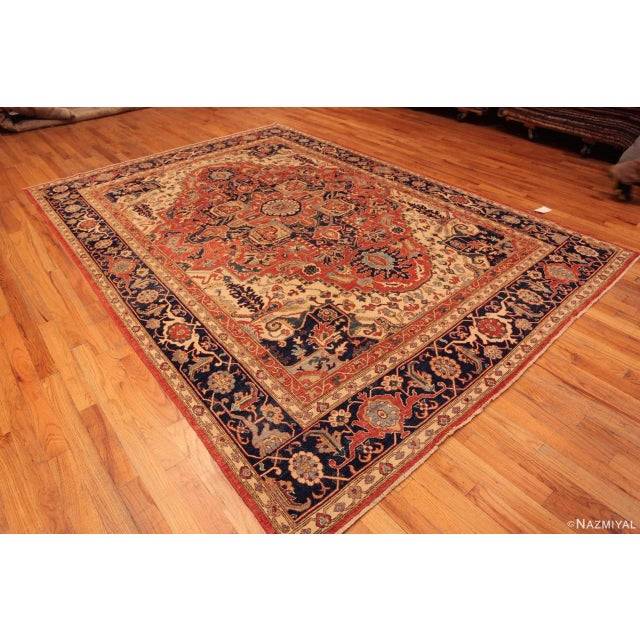 Amazing Classic Room Size Modern Rustic Persian Heriz Serapi Geometric Medallion Design Area Rug, Country of origin:...