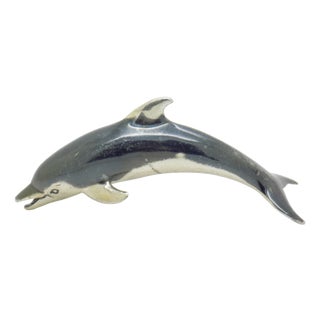 Vintage Italian Handmade Silver 800 Darkened Dolphin Figurine by Saturno, Arezzo, 1980s For Sale