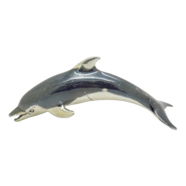 Vintage Italian Handmade Silver 800 Darkened Dolphin Figurine by Saturno, Arezzo, 1980s For Sale