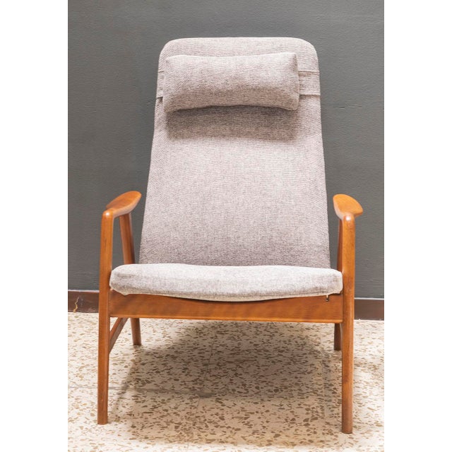 Cream Kontour Reclining Armchair by Alf Svensson for Fritz Hansen, Denmark, 1970s For Sale - Image 8 of 8
