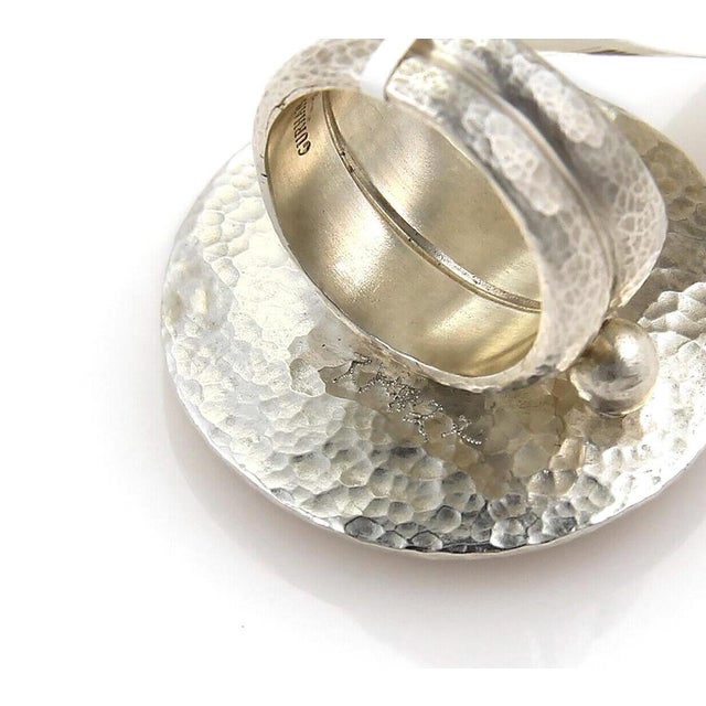 Late 20th Century Gurhan Moon Beam Sterling 24k Gold Overlay & Black Diamonds Ring-Size 6.5 For Sale - Image 5 of 6