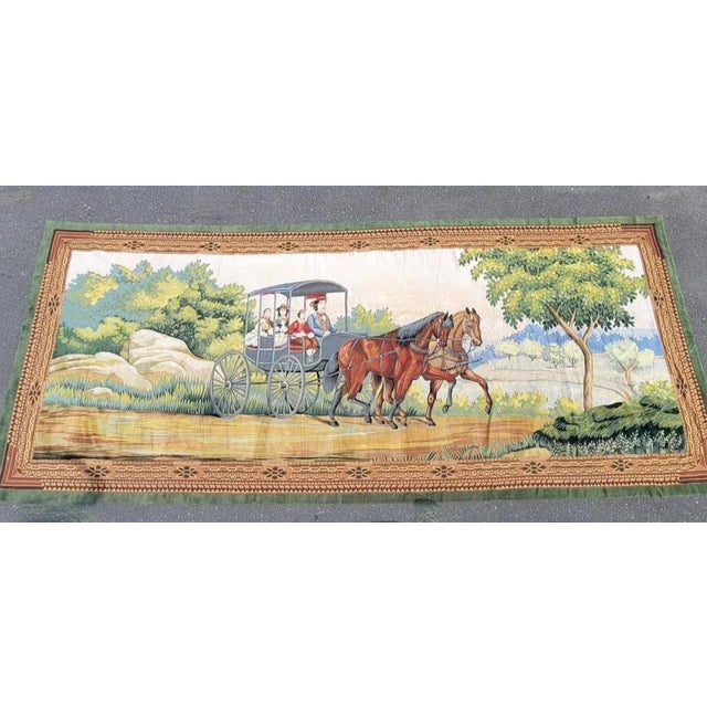 2010s Monumental Tapestry Depicting Currier and Ives Carriage Scene For Sale - Image 5 of 5