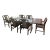 Gangsø Møbler Danish mid-century modern 100% teak wood drop leaf dining table with natural ceramic tile insets, and six...