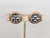 Early 1950s goldtone around the edges and rhodium plated in the center round hatched baguette faux-sapphires and clear...