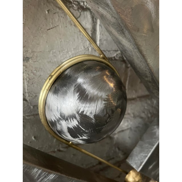 Metal Motivated Seller: 1990s Brutalist Steel and Brass Wall Sculpture Attributed to Curtis Jere For Sale - Image 7 of 12