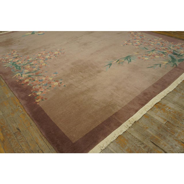 Antique Art Deco Room Size Wool Ivory Beige Cream White Rug, Circa Date: 1920s. This exceptional piece captures the...