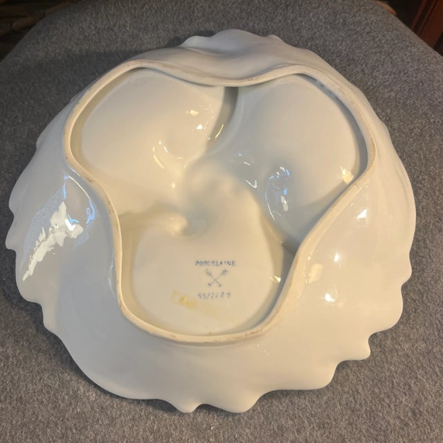 White Vintage Three Compartment Porcelain Relish Dish/Platter For Sale - Image 8 of 10