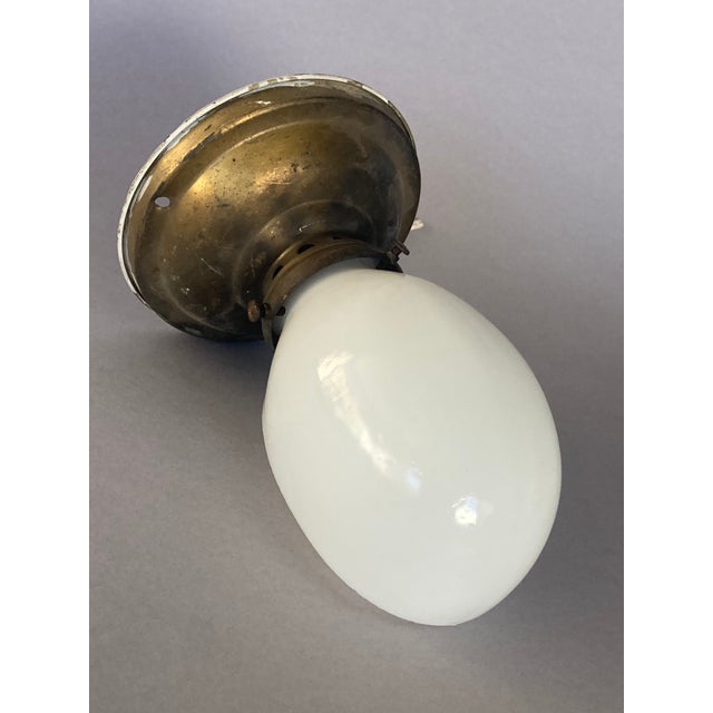 1910 Antique Wall Sconce, Solid Brass, All Original, White Glass Shade For Sale - Image 4 of 7