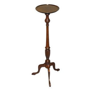 Antique Hardwood Tripod Pedestal Plant Table For Sale