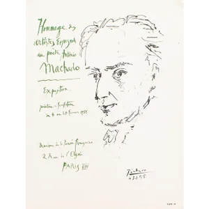 1957 After Pablo Picasso, Poster "Homage to the Spanish Poet Antonio Machado"