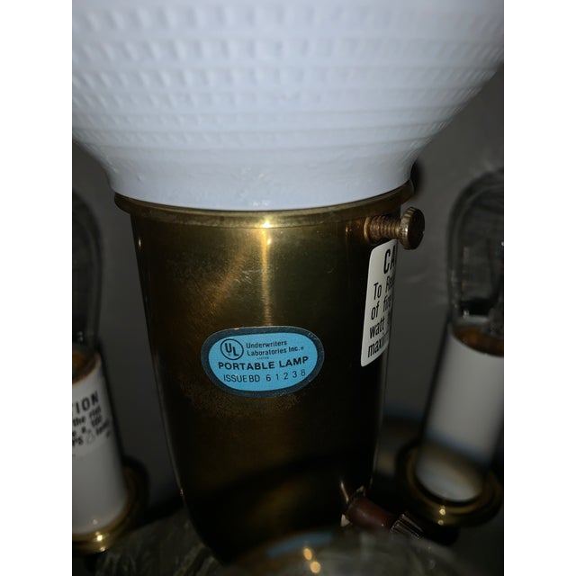 Vintage Stiffel Brass Torchiere Floor Lamp With a Milk Glass Shade For Sale - Image 4 of 7