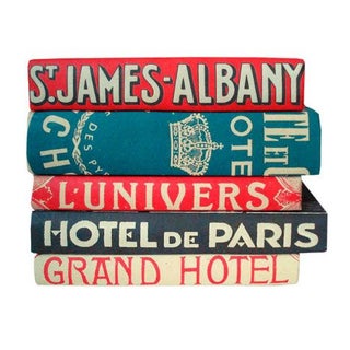 Vintage Hotel Hand Bound Books - Set of 5 For Sale