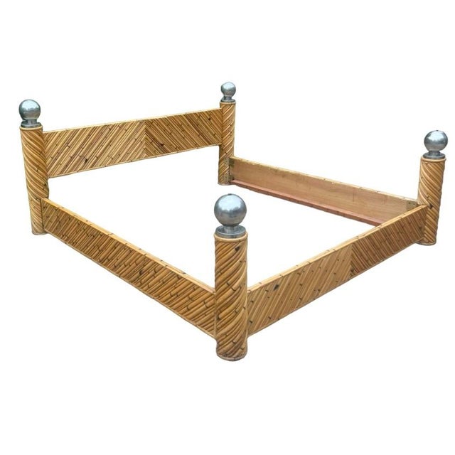 Marcello Mioni Style 1970’s King Sized Pencil Reed Bed Frame | Chairish