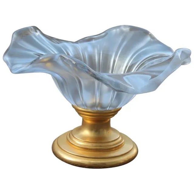 Vintage Glass and Gold Brass Centerpiece For Sale - Image 12 of 12