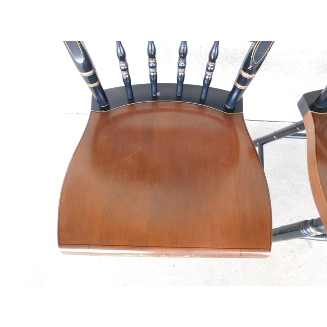 Black L Hitchcock Maple Stenciled Eagle Back Tavern Inn Chairs - Set of 3 For Sale - Image 8 of 17