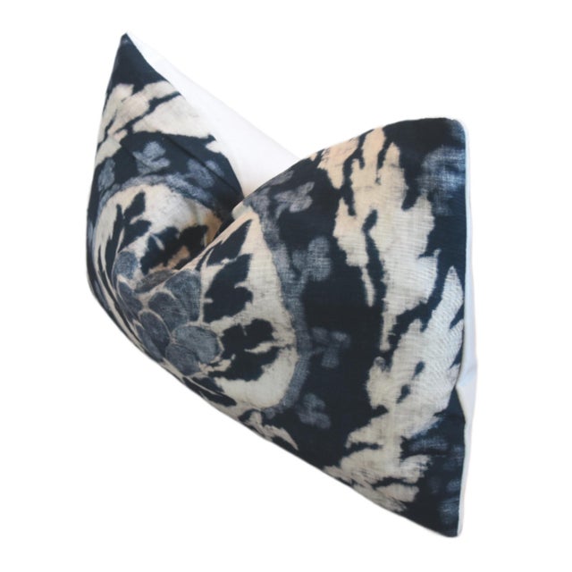 Schumacher Designer Indigo Blue & White Schumacher Linen Pillow Including the Feather/Down Insert For Sale - Image 4 of 6