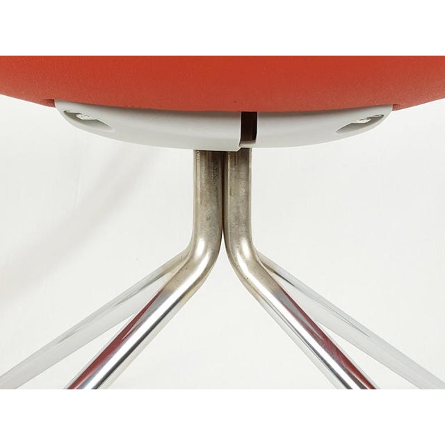 Italian Chrome-Plated Metal Base and Red Polyurethane Seating Chairs, 1990s, Set of 5 For Sale - Image 6 of 18