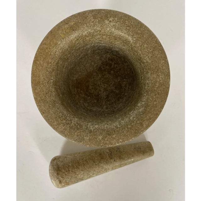 Mid 20th Century Grey/Green Marble Mortar and Pestle For Sale - Image 4 of 8