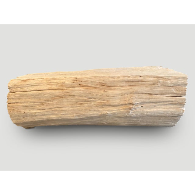 2010s Andrianna Shamaris Bleached Teak Wood Log Bench or Coffee Table For Sale - Image 5 of 6