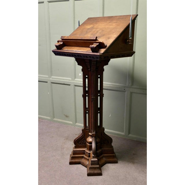 19th Century Carved Oak Reading Podium For Sale - Image 6 of 8