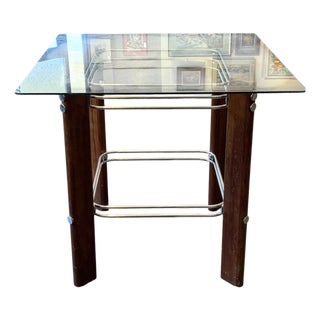 60s Wood & Chrome Mid-Century Modern Table Attributed to Heinz Meier For Sale