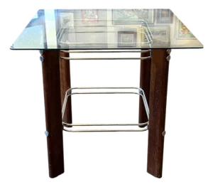 60s Wood & Chrome Mid-Century Modern Table Attributed to Heinz Meier