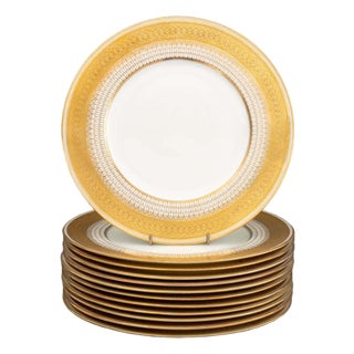 Set of 12 Cauldon Co. For Tiffany & Co. Porcelain Dinner Plates For Sale