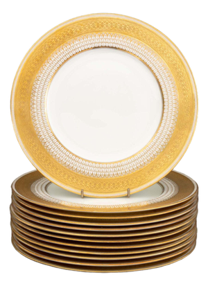Set of 12 Cauldon Co. For Tiffany & Co. Porcelain Dinner Plates