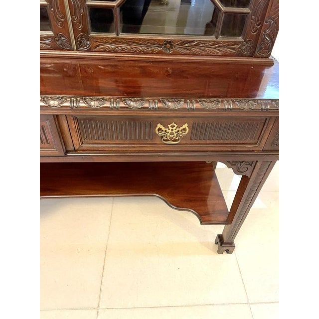 Brown Victorian Carved Mahogany Display Cabinet by James Winter & Sons, London, 1860s For Sale - Image 8 of 18