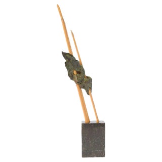 Abstract Bamboo and Brass Sculpture, 1980s For Sale
