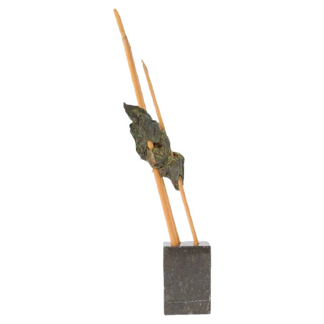 Abstract Bamboo and Brass Sculpture, 1980s For Sale