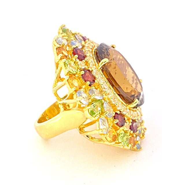 Bochic "Orient" Vintage Citrine & Peridot Cocktail Ring Set In 18K Gold&Silver For Sale - Image 18 of 18