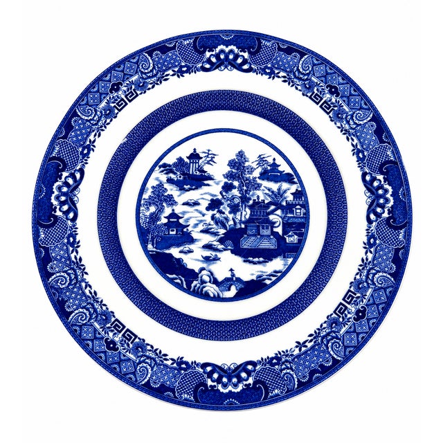 Early 20th Century Spode Copeland Temple Landscape II Blue Transferware Service for Nine An exceptional early twentieth-...