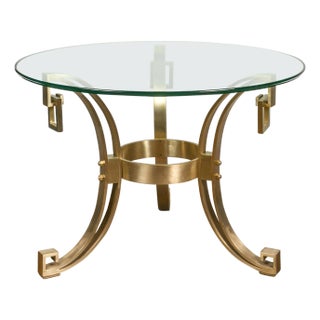 Italian Midcentury Art Deco Style Bronze Center Table with Glass Top For Sale