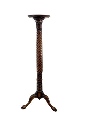Antique Victorian Torchere in Carved Mahogany, 1880