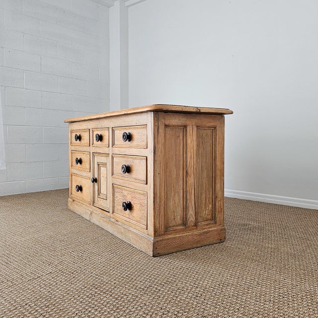 Late 19th Century Antique English Pine Sideboard Circa 1880 Farmhouse Buffet Dresser 7 Drawer For Sale - Image 5 of 10