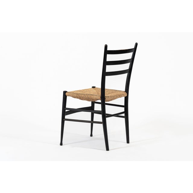 Vintage Mid Century Black Wood and Rush Wicker Dining Chair For Sale - Image 12 of 12