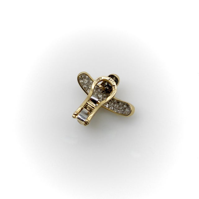 Metal Vintage14K Gold Pave Diamond X Earrings, A Pair For Sale - Image 7 of 8