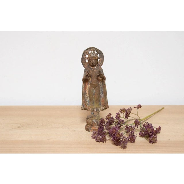 Metal Antique Patinated Metal Buddha Figure For Sale - Image 7 of 7
