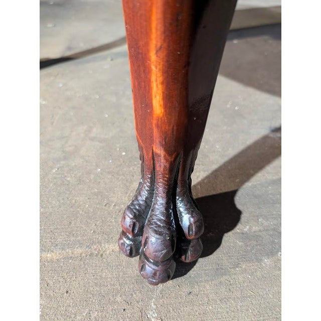 Brown Late 19th Century Renaissance Revival Carved Mahogany Chair – Claw Feet & Rich Velvet Upholstery For Sale - Image 8 of 8