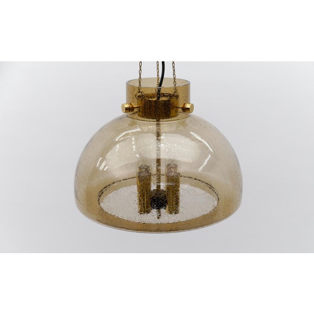 Brass and Smoked Glass Hanging Lamp from Limburg, Germany, 1960s For Sale - Image 9 of 14