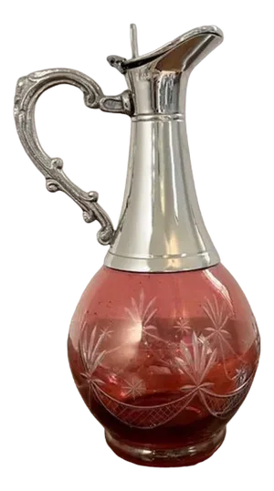 Antique Edwardian Cranberry Glass Wine Decanter, 1910