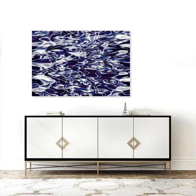 Contemporary Indigo Blue Art Print Abstract Water Pattern 36x24 by Angela Cameron For Sale - Image 3 of 3