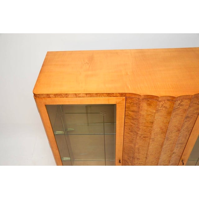 Wood Art Deco Burr Walnut and Sycamore Bookcase attributed to Harry and Lou Epstein, 1930s For Sale - Image 7 of 11